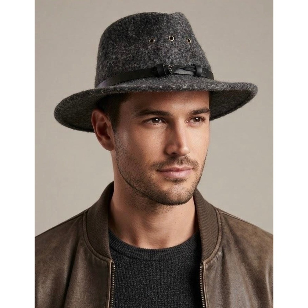 Scala Classico Gray Wool Felt Fedora Hat Dorfman Pacific Mens Charcoal Size M/L